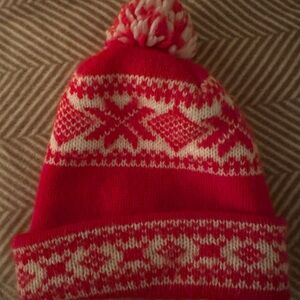Cozy Red and White  Winter kids Hat
